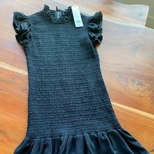 Zara Black Verona Crepe Smocked Dress